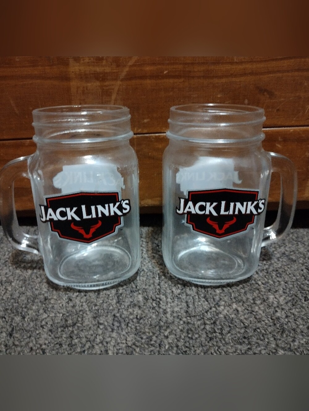 Jack Links Clear Glass Mason Jar Mug - Set of 2.           24 FL OZ